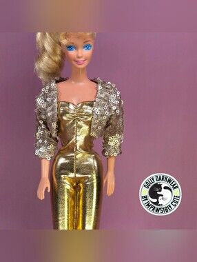 For Superstar Barbie Doll- Liqui-Gold Jumpsuit and Sequin Bolero